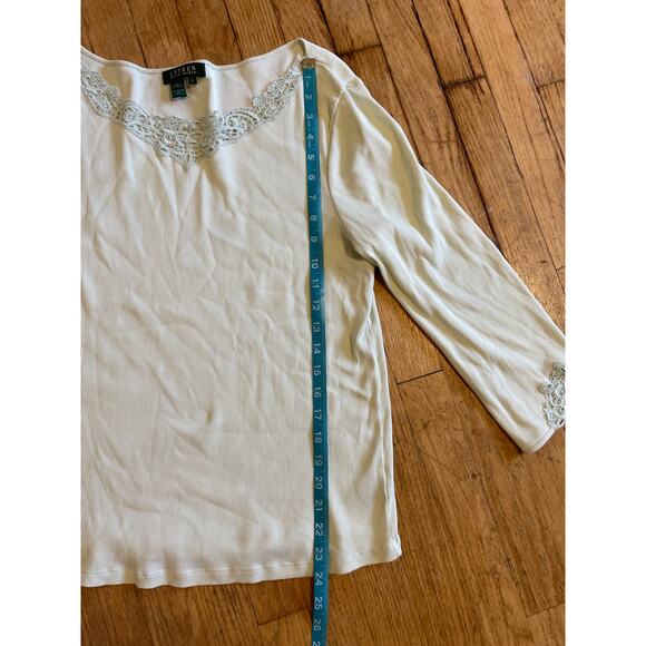 Ralph Lauren Lace Trim Ribbed Y2K Long Sleeve Cotton Womens Shirt Size XL - Picture 4 of 6